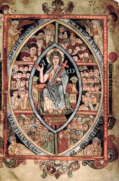 Christ in Majesty, from the Athelstan Psalter, Old Minster, Winchester by English School