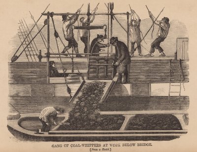 Gang of Coal-Whippers at Work Below Bridge by English School