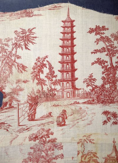 Garden scene incorporating a pagoda design by William Chambers by English School