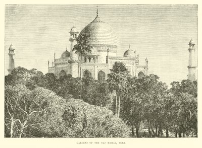 Gardens of the Taj Mahal, Agra by English School