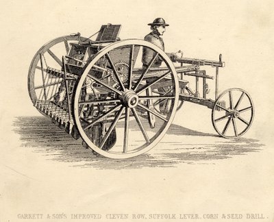 Garrett and Sons Improved Cleven Row Suffolk Lever Corn and Seed Drill by English School