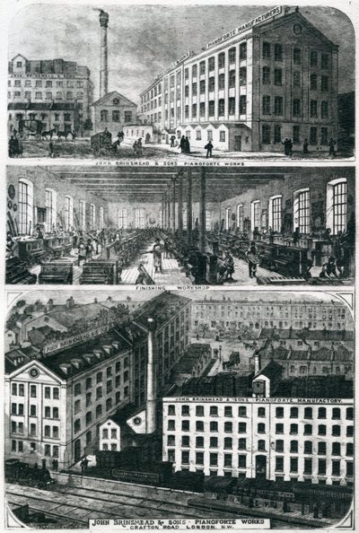 General View of John Brimsmead & Sons Pianoforte works, Grafton Road, Kentish Town, London by English School