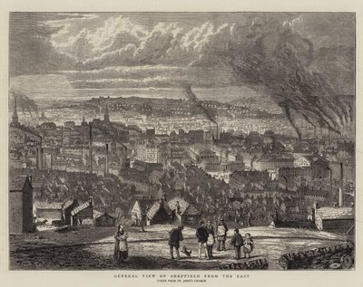 General View of Sheffield from the East (engraving) by English School
