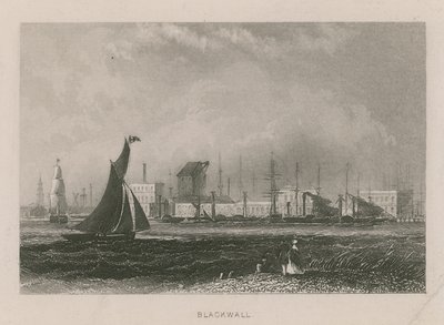 General View of Boats on the River Thames at Blackwall by English School