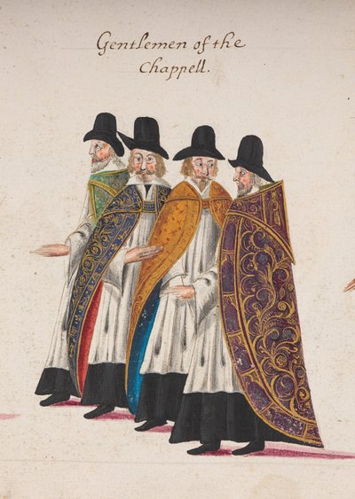Gentlemen of the Chappell, detail of part of the funeral procession of Queen Elizabeth I to Westminster Abbey, 28 April 1603 by English School