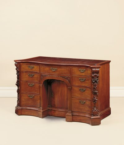 George III kneehole desk, attributed to Wright & Elwick, c.1760 by English School