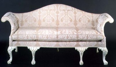 George III upholstered and painted sofa, late 18th century by English School