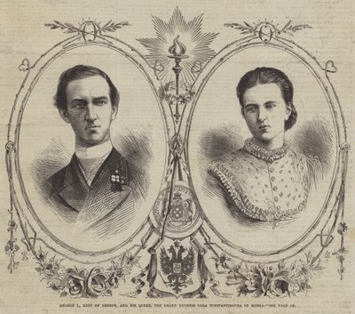 George I, King of Greece, and his Queen, the Grand Duchess Olga Constantinovna of Russia by English School