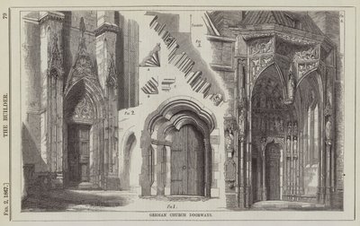German Church Doorways (engraving) by English School