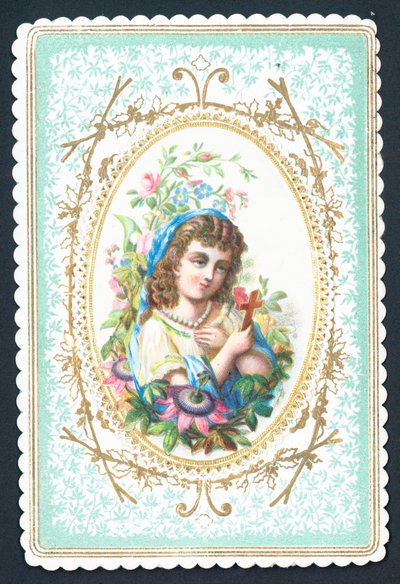 Girl Holding Wooden Cross by English School
