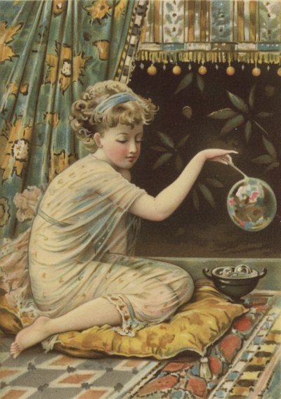 Girl Blowing Bubbles by English School