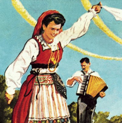 Girl in the national costume of Portugal by English School
