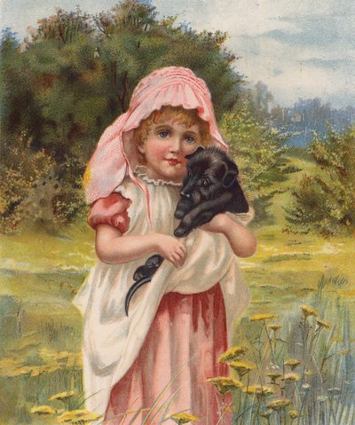 Girl with a Puppy by English School