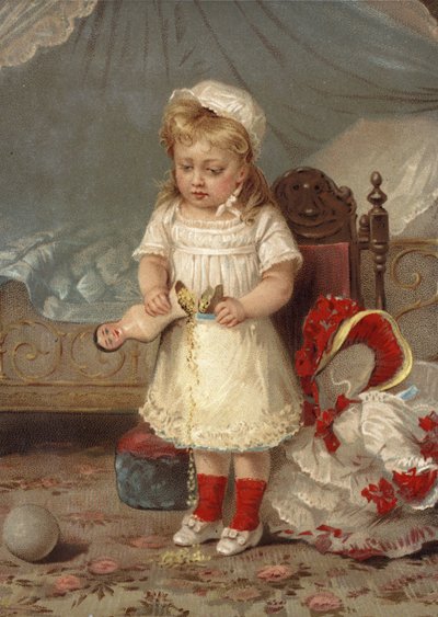 Girl with Broken Doll by English School