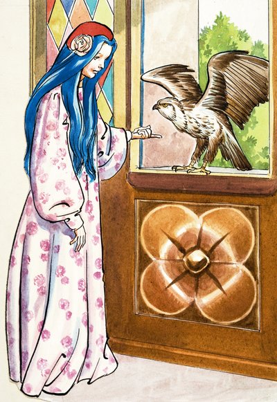 Girl with Falcon by English School