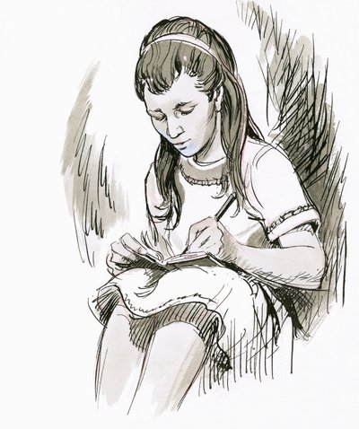 Girl Writing by English School
