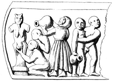 Gnostic Eucharist, side panel of a gnostic casket found at Essarois (Burgundy) by English School