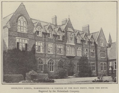 Godolphin School, Hammersmith, a Portion of the Main Front, from the South by English School