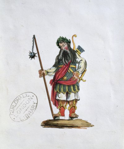 Gog, illustration of one of the Guildhall statues of the legendary giants by English School