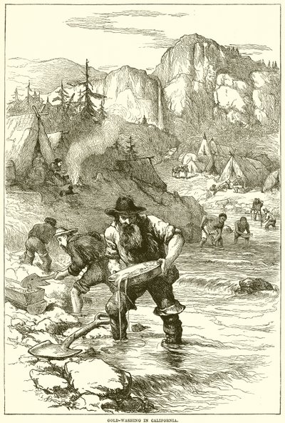 Gold-Washing in California by English School