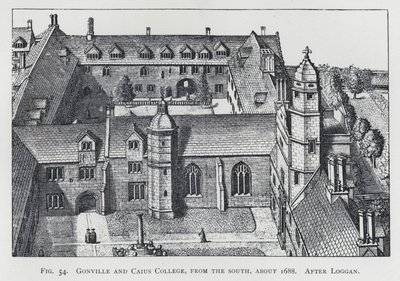 Gonville and Caius College, from the south, about 1688, after Loggan by English School