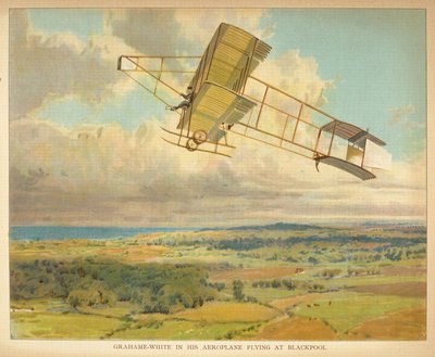 Grahame-White in his Aeroplane Flying at Blackpool, from the 