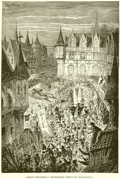 Great Columbian Procession Through Barcelona by English School
