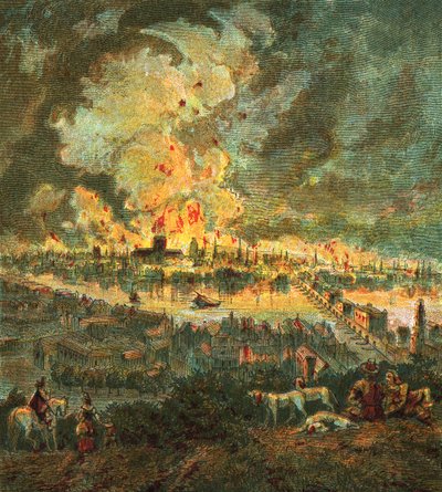 Great Fire of London by English School