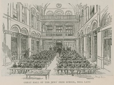 Great Hall of the Jews Free School, Bell Lane, London by English School