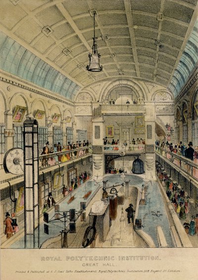 Great Hall of the Royal Polytechnic Institution, Regent Street, printed by G.J. Cox, c.1840 by English School