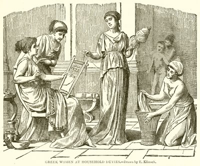 Greek Women at Household Duties by English School