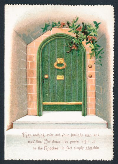 Green Door Surrounded by Holly by English School