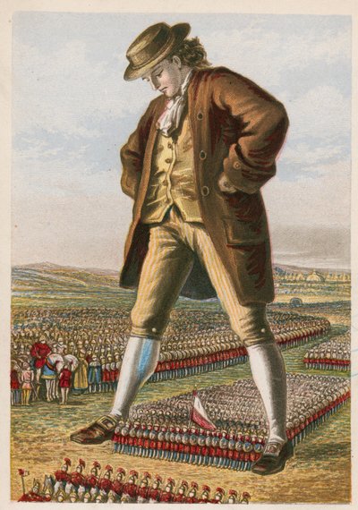 Gulliver Towers Above the Assembled Troops of Lilliput by English School