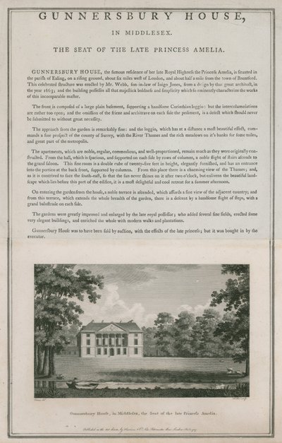 Gunnersbury House, Middlesex, seat of the late Princess Amelia by English School