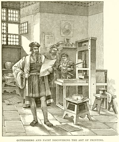 Gutenberg and Faust Discovering the Art of Printing by English School