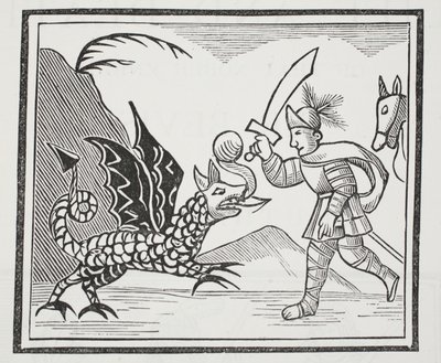 Guy and the Northumbrian Dragon, illustration from Chap-books of the Eighteenth Century by John Ashton, pub. 1882 by English School