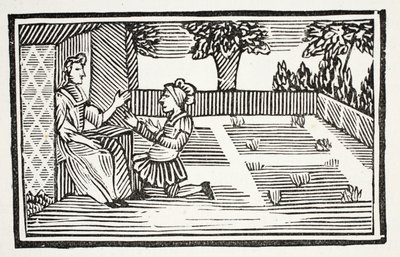 Guy courts Fair Phillis, illustration from Chap-books of the Eighteenth Century by John Ashton, pub. 1882 by English School
