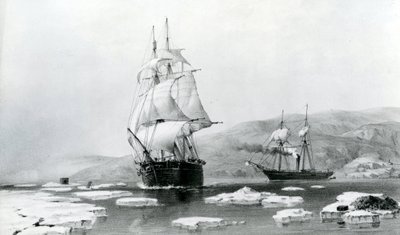 HMS Assistance and Pioneer breaking out of Winter quarters in 1854 by English School