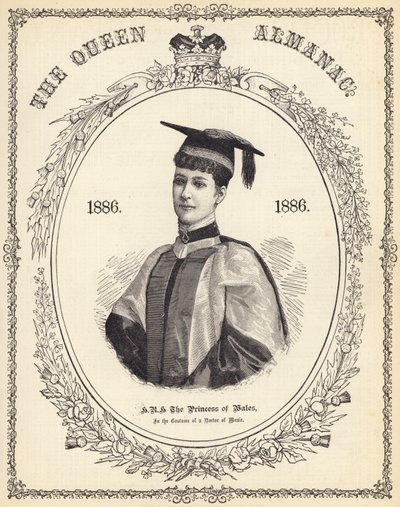 HRH the Princess of Wales, in the Costume of a Doctor of Music (engraving) by English School