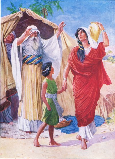 Hagar and Ishmael, from The Bible Picture Book published by Thomas Nelson, c.1950 by English School
