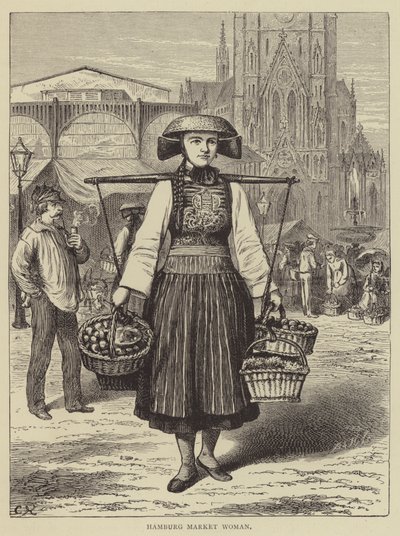 Hamburg Market Woman by English School