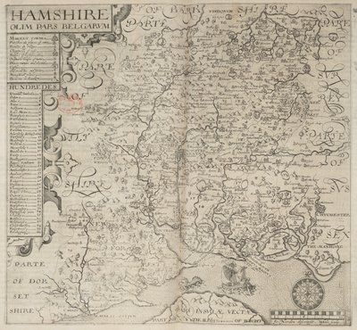 Hamshire, olim pars Belgarum. J. Norden descripsit. W. Hole sculp., from Camden
