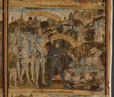 Edward of York leads his army into battle by English School