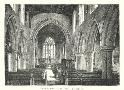 Harrow Church, Interior by English School
