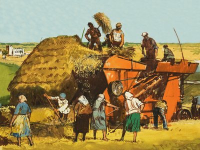 Harvesting wheat by English School