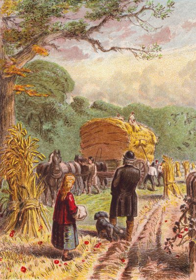 Harvesting in the Fields by English School