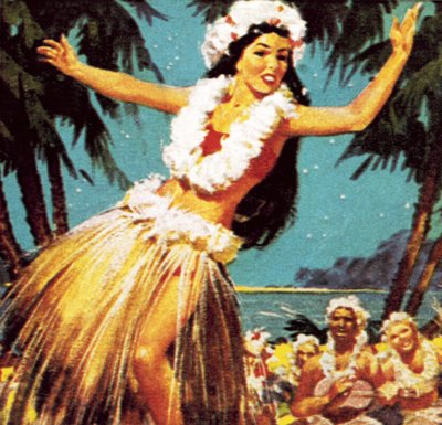 Hawaiian Girl Dancing by English School