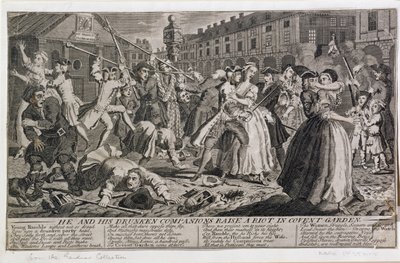 He and His Drunken Companions Raise a Riot in Covent Garden, 1735 by English School
