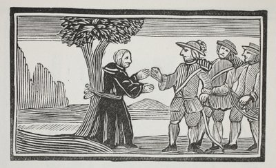 He bound the Abbot to a tree (illustration) by English School