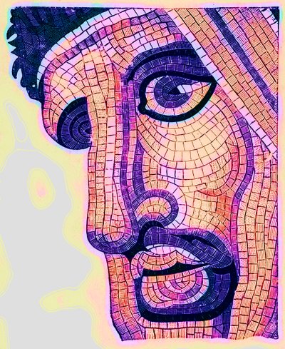 Head in mosaic, from The Battle of Issus, illustration from Historic Ornament by James Ward, published 1897 by English School